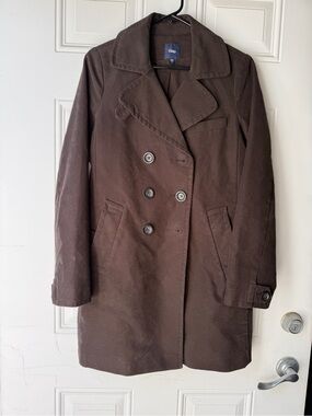 GAP Women's Dark Brown Double-Breasted Pea Coat